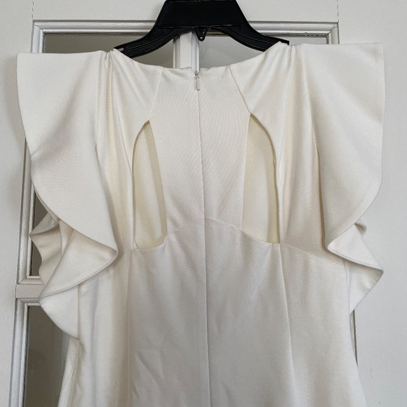 NWT - H by Halston - White Ivory Cocktail Ruffle Sleeve Dress Bridal Wedding 0 - Picture 5 of 9